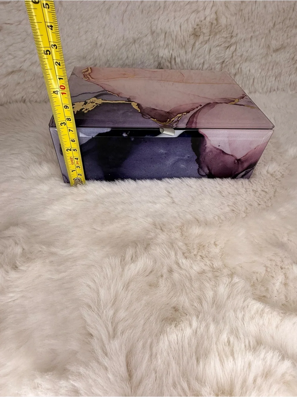 Rachel Zoe Decorative Glass Storage Box – Pink & Purple Elegant Marble Design